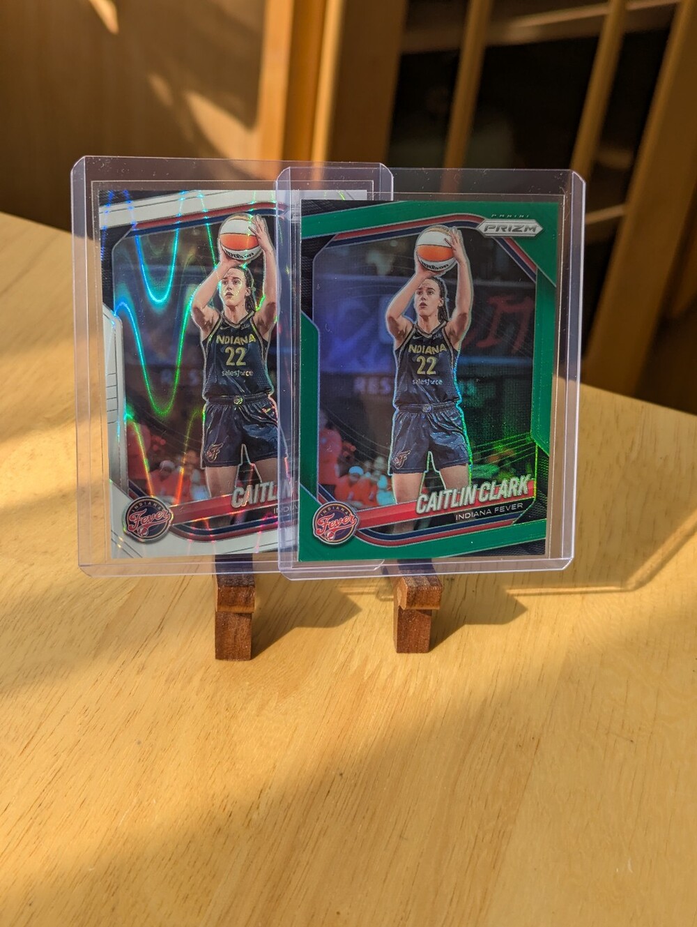 Set of 2 Panini Prizm WNBA Caitlin Clark Indiana Fever Seismic & Green Holo #22